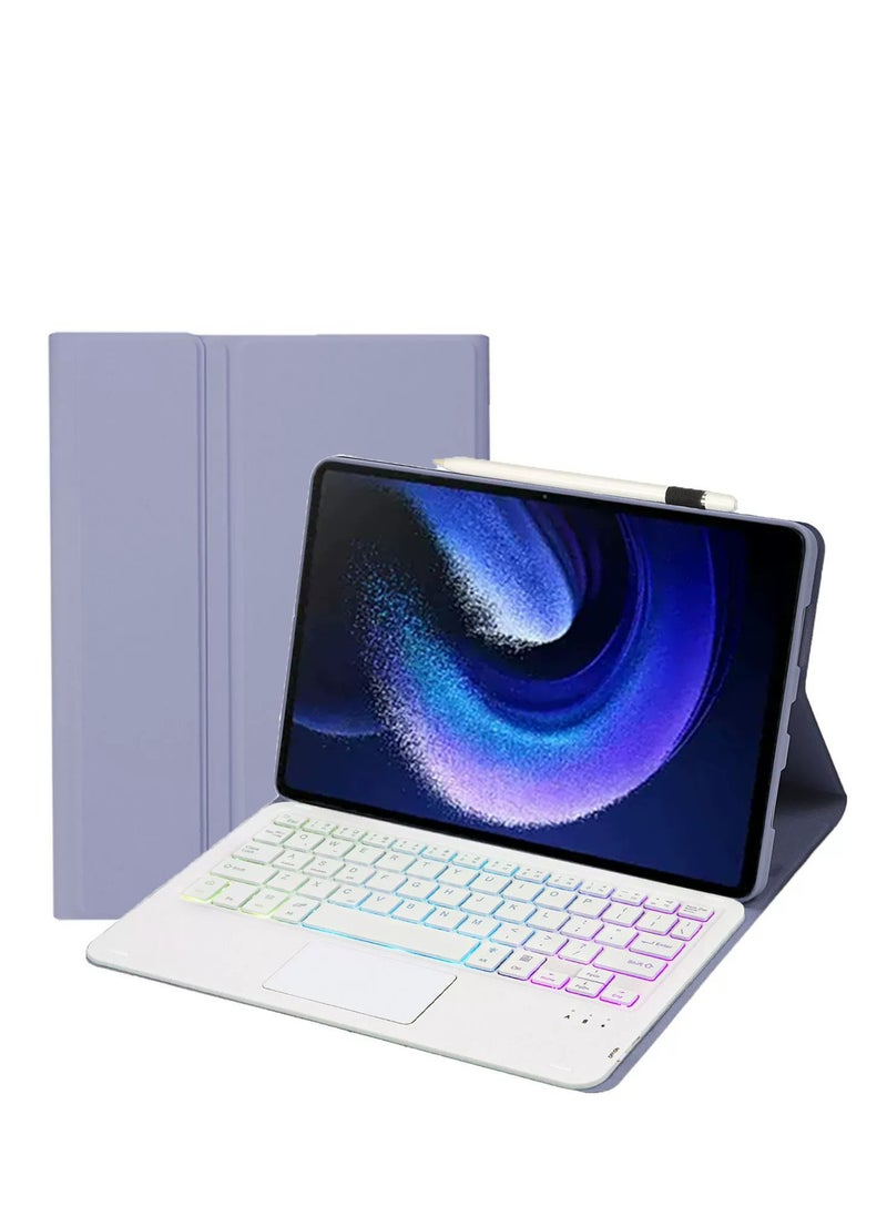 Generic Touchpad Arabic and English Keyboard Case for Huawei MatePad Pro 11 inch 2022/2024, Backlight, Multi-touch Trackpad, Flip Stand Case with Pencil Holder 