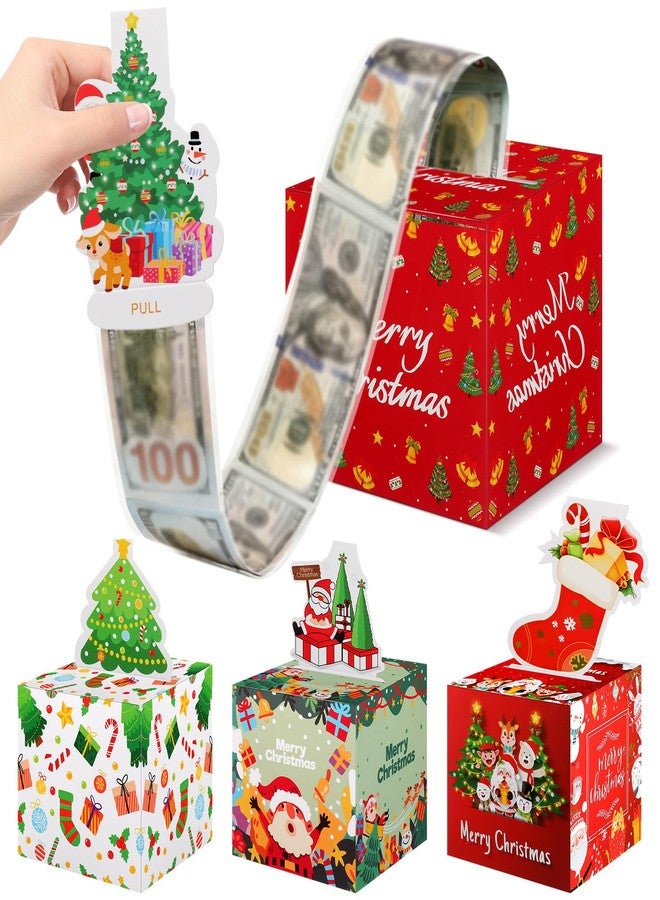 redriver Christmas Money Box Gift Boxes for Cash Gift Pull, 4 Pack Surprise Merry Christmas Box, Xmas Money Holders with Pull Out Card DIY Set for Kids Adults Xmas Party Supplies Gifts Decorations - Image 1
