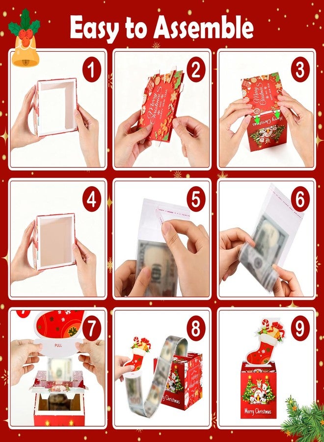 redriver Christmas Money Box Gift Boxes for Cash Gift Pull, 4 Pack Surprise Merry Christmas Box, Xmas Money Holders with Pull Out Card DIY Set for Kids Adults Xmas Party Supplies Gifts Decorations - Image 3