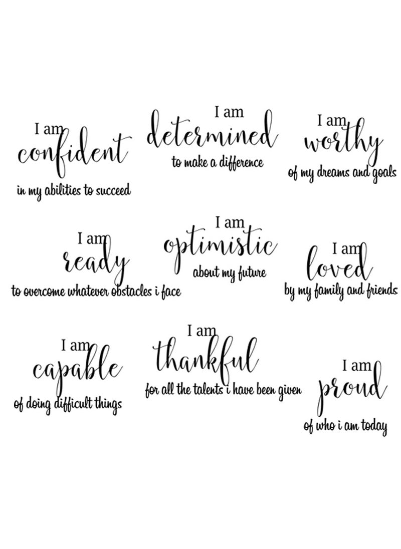 Tuklye 9 Pieces Inspirational Wall Decals Black Motivational Wall Sticker Vinyl Wall Quotes Stickers Wall Art Stickers Peel and Stick Wall Decals for Girl Boy Bedroom Living Room  - Image 1