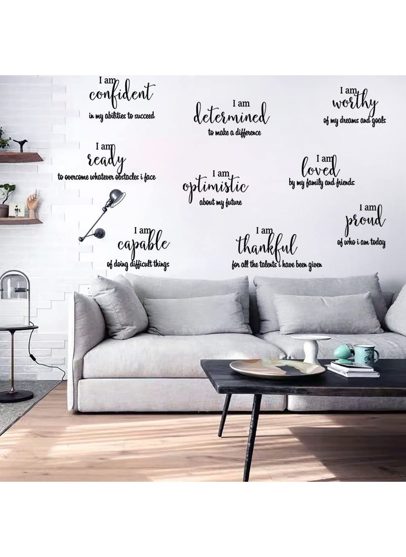 Tuklye 9 Pieces Inspirational Wall Decals Black Motivational Wall Sticker Vinyl Wall Quotes Stickers Wall Art Stickers Peel and Stick Wall Decals for Girl Boy Bedroom Living Room  - Image 2