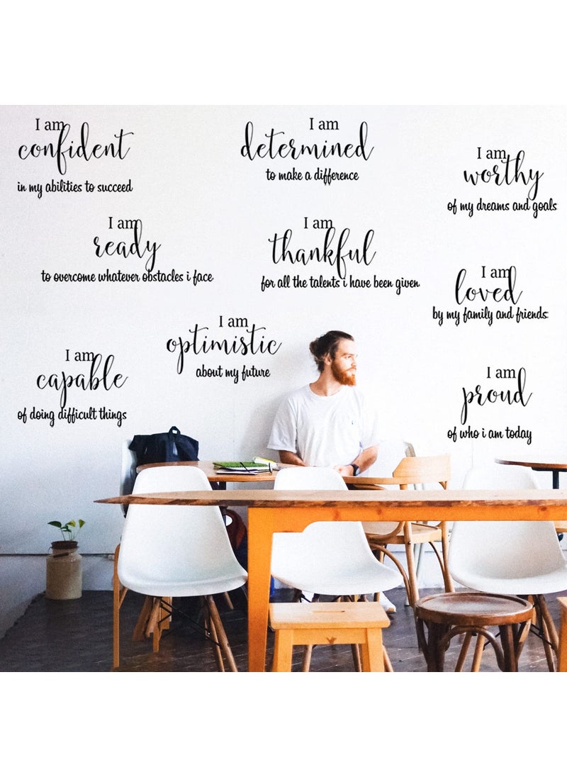 Tuklye 9 Pieces Inspirational Wall Decals Black Motivational Wall Sticker Vinyl Wall Quotes Stickers Wall Art Stickers Peel and Stick Wall Decals for Girl Boy Bedroom Living Room  - Image 3