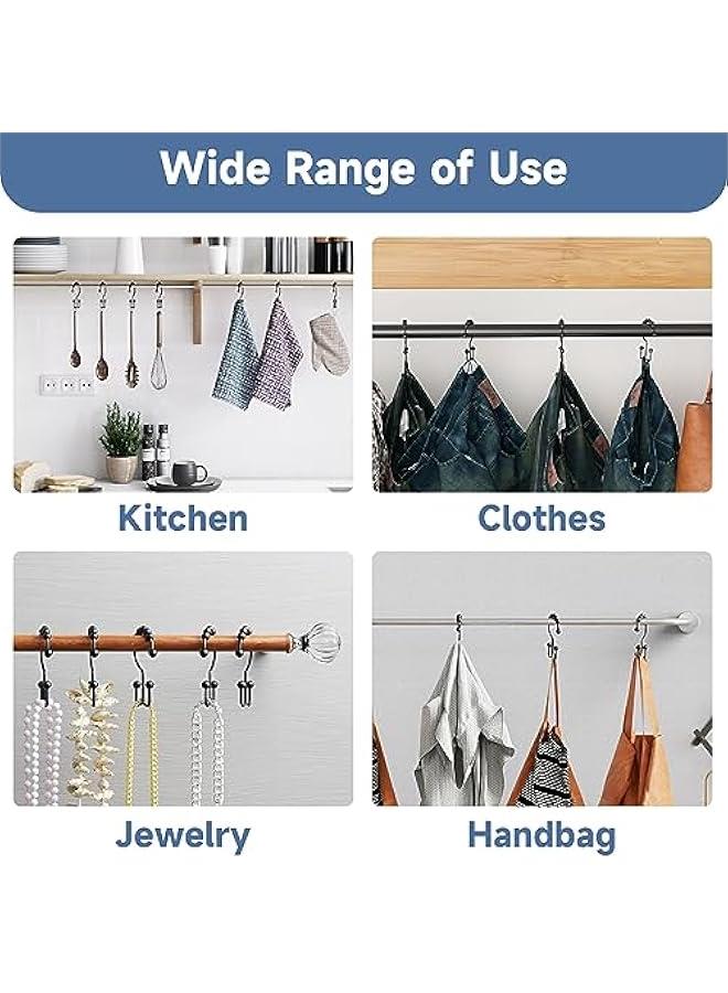 Titanker Black Shower Curtain Hooks Rings, Rust-Resistant Metal Double Glide Shower Hooks for Bathroom Shower Rods Curtains, Set of 12 Hooks - Matte Black - Image 4