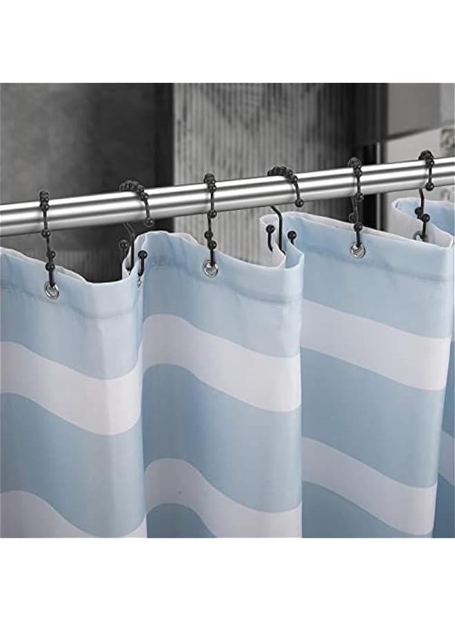 Titanker Black Shower Curtain Hooks Rings, Rust-Resistant Metal Double Glide Shower Hooks for Bathroom Shower Rods Curtains, Set of 12 Hooks - Matte Black - Image 5
