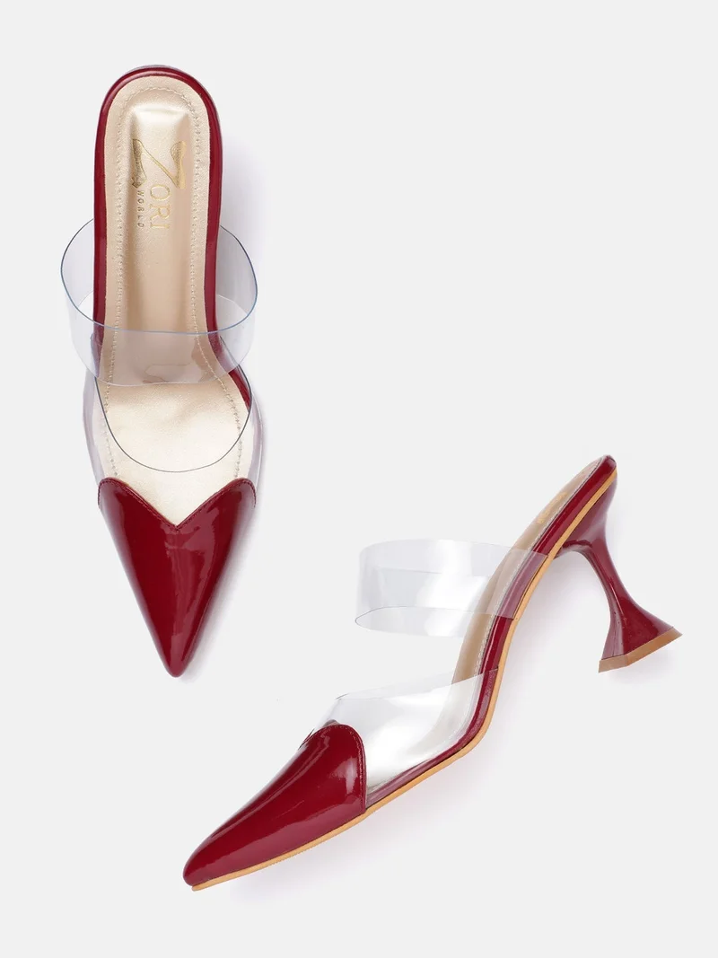ZORIWORLD Cherry Amor Cherry Red Heart Heels for Women - High Heels, 3 Inch Block Heel for Women | Best Price UAE