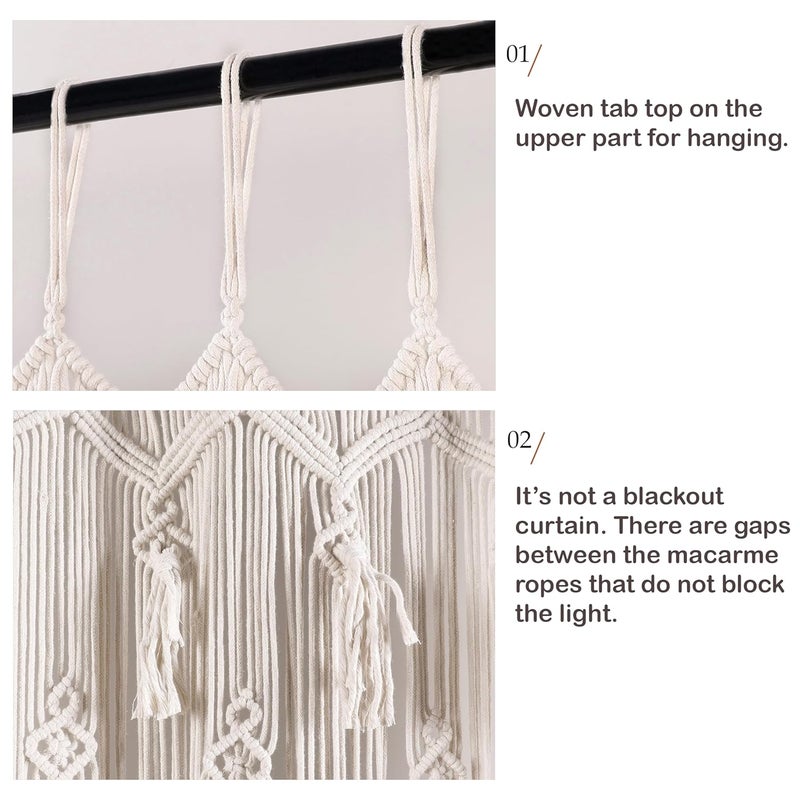 Hastkar Hastkar Macram Curtains for Doorways Window Macrame Door Curtains Boho Wedding Decor Macrame Wedding Backdrop Bohemian Decor 48 x 84 Inch Beige Bohemian  - Image 5