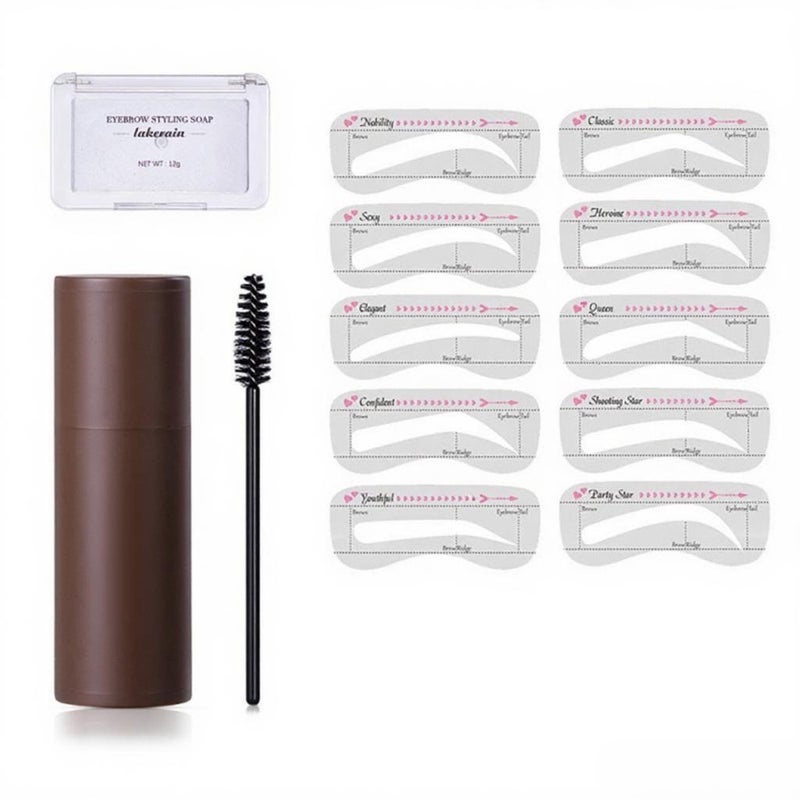 Eyebrow Stamp Kit Eyebrow Powder Stamp Makeup with Eyebrow Stencils Eyebrow Shaping Styling Soap Hairline ThickenerWaterproof& Long Lasting - Image 1