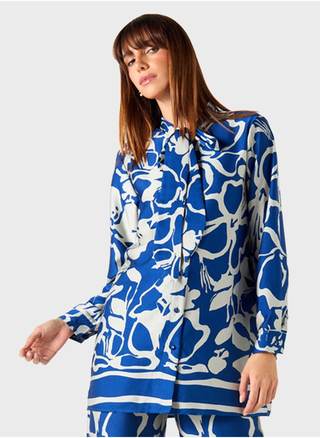 2Xtremz - Printed Bow Neck Shirt - Image 1