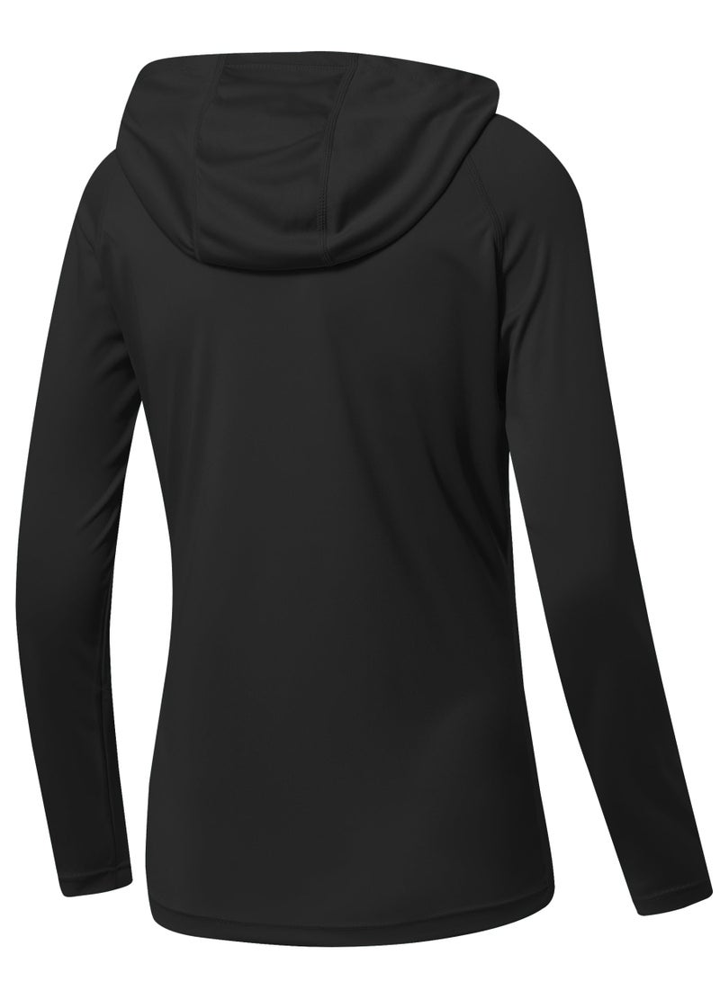 Willit Women's UPF 50+ Sun Protection Hoodie SPF Shirt Long Sleeve Hiking Fishing Outdoor Shirt Lightweight Hoodie Black M - Image 2