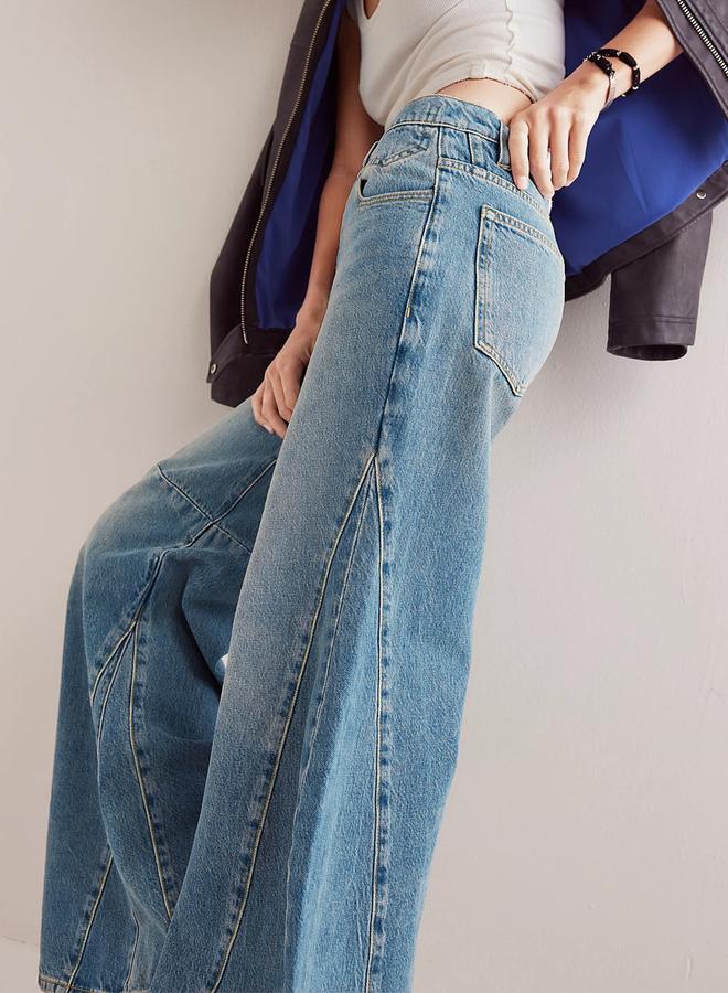 تايك تو بنطال جينز بقصة أرجل بالازو واسعة - Image 2