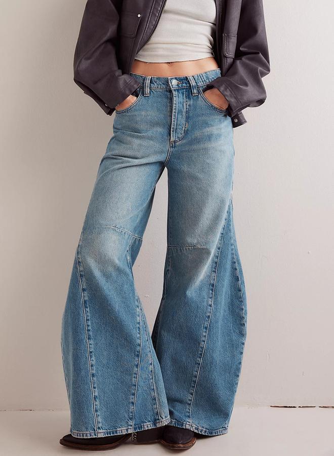 تايك تو بنطال جينز بقصة أرجل بالازو واسعة - Image 1