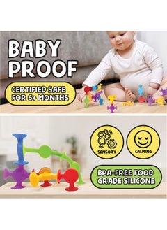 BUNMO Textured Suction Bath Toys 10Pcs ; Connect Build Create ; No Mold Bath Toy ; Hours Of Fun & Creativity ; Stimulating & Addictive Sensory Suction Toy ; No Hole Bath Toy ; Mold Free Bath Toys  - Image 4