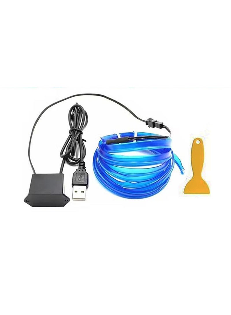 MUNTAQI 1 PCS EL Wire Car Interior LED Light Bar USB Neon Cold Light Ambient Light with 6mm Sewing Edge Ambient Lighting Kit for Car Interior Trim Garden Decorations (5M/16.4FT,Blue) - Image 5