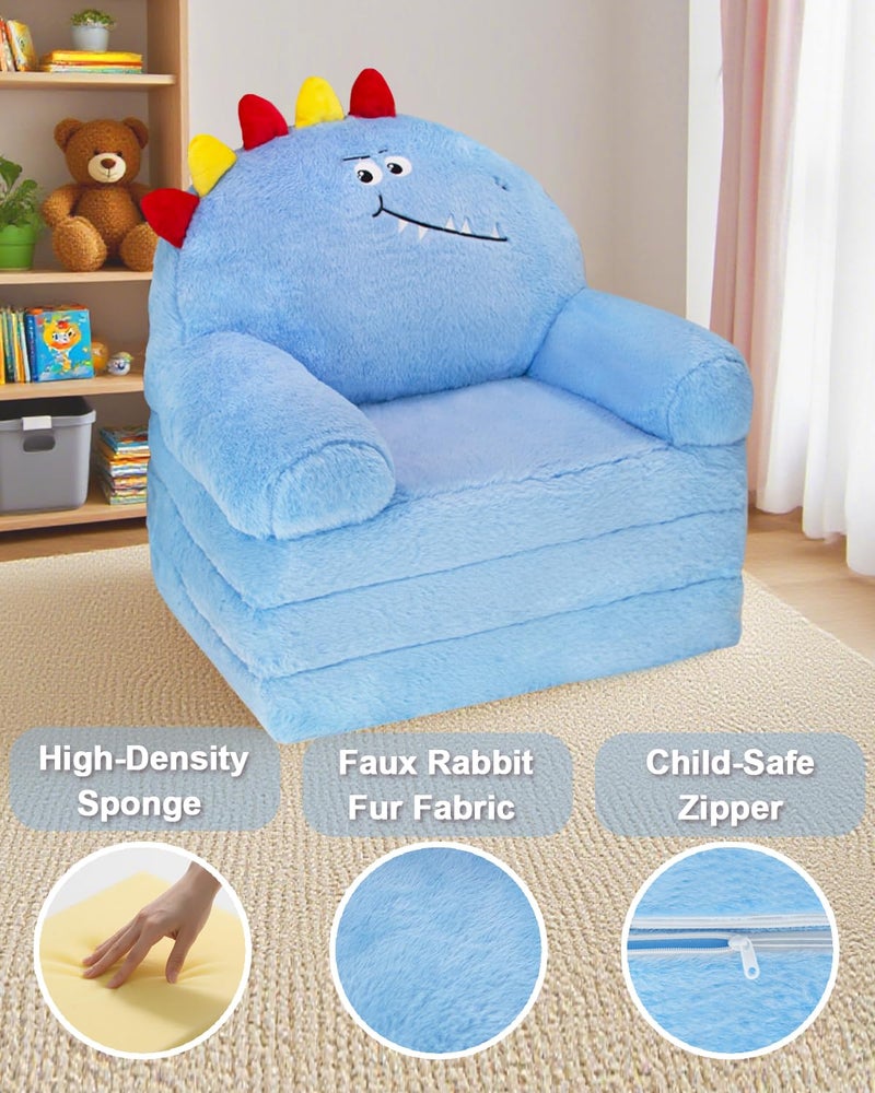 Singda Toddler Chair Comfy Toddler Couch: 2-in-1 Kids Chairs Kids Sofa Fold Out for Girls and Boys 1-3 Years Old, Deepblue Dinosaur - Image 3