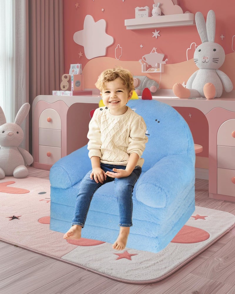 Singda Toddler Chair Comfy Toddler Couch: 2-in-1 Kids Chairs Kids Sofa Fold Out for Girls and Boys 1-3 Years Old, Deepblue Dinosaur - Image 5
