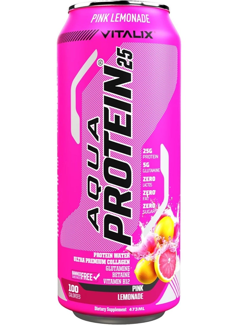 Vitalix Aqua Protein 25 Pink Lemonade 473ml Pack of 12 – Collagen Protein Water with Glutamine & Vitamins, Zero Sugar & Fat - Image 4