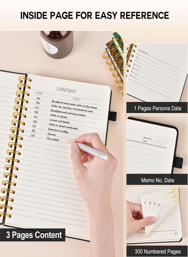 PERCUN Large Spiral Notebook Journal for Women Men - 300 Numbered Lined Pages, College Ruled, A4 Hardcover Spiral Bound Notebook for School, Work, Note Taking, Writing, Leather Spiral Journal 8.5"x11" - Image 5