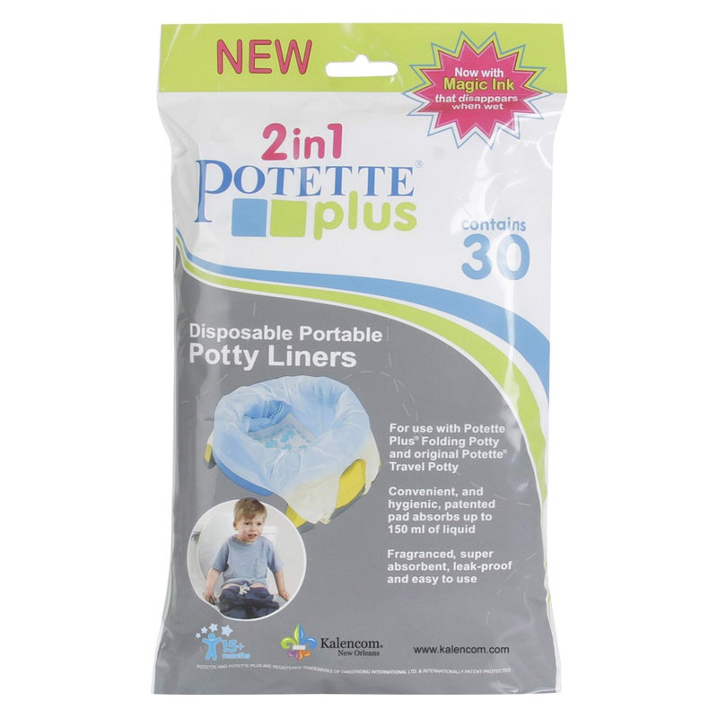 Kalencom Potette Plus Potty Seat Liners - Disposable, Leakproof Liners for Travel Potty Seat - Fragranced to Absorb Odor - 30 Count - Image 1