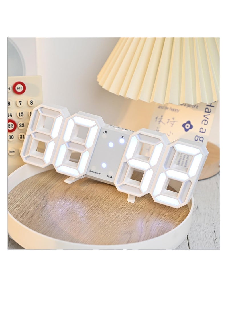 ECVV ساعة منبه LED رقمية ثلاثية الأبعاد من ECVV، ساعات مكتبية، عدد كبير لغرفة النوم وغرفة المعيشة والمنزل والمكتب - وقت/تاريخ 12/24 ساعة، منبه، درجة الحرارة، سطوع الضوء التلقائي، كابل USB - Image 3