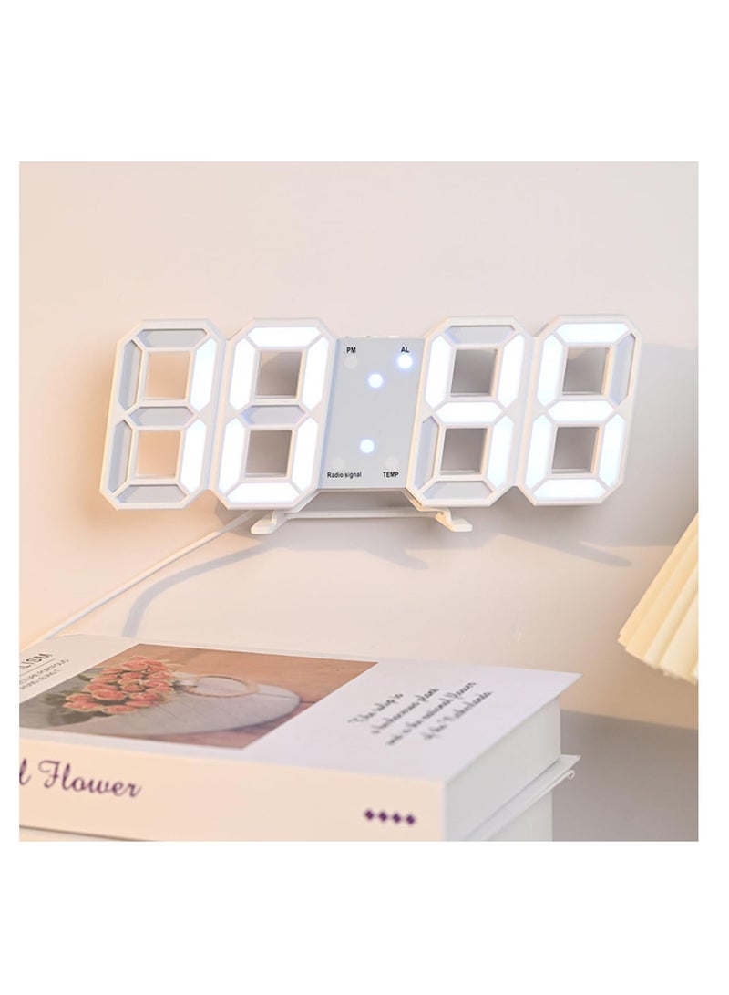 ECVV ساعة منبه LED رقمية ثلاثية الأبعاد من ECVV، ساعات مكتبية، عدد كبير لغرفة النوم وغرفة المعيشة والمنزل والمكتب - وقت/تاريخ 12/24 ساعة، منبه، درجة الحرارة، سطوع الضوء التلقائي، كابل USB - Image 5
