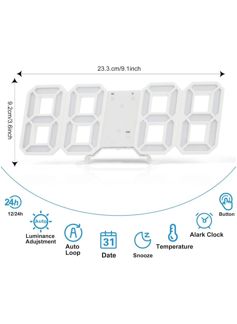 ECVV ساعة منبه LED رقمية ثلاثية الأبعاد من ECVV، ساعات مكتبية، عدد كبير لغرفة النوم وغرفة المعيشة والمنزل والمكتب - وقت/تاريخ 12/24 ساعة، منبه، درجة الحرارة، سطوع الضوء التلقائي، كابل USB - Image 2