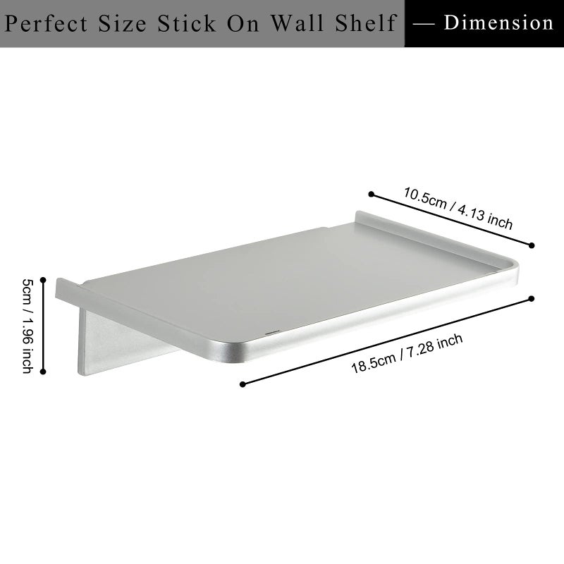 JDYOOMI Acrylic Floating Wall Shelves - Small Stick-on Wall Mounted Phone Shelf Holder Wipes Rack Smart Speaker Shelf for Bathroom,Kitchen,Toilet,Bedroom,Office - Sliver - Image 2