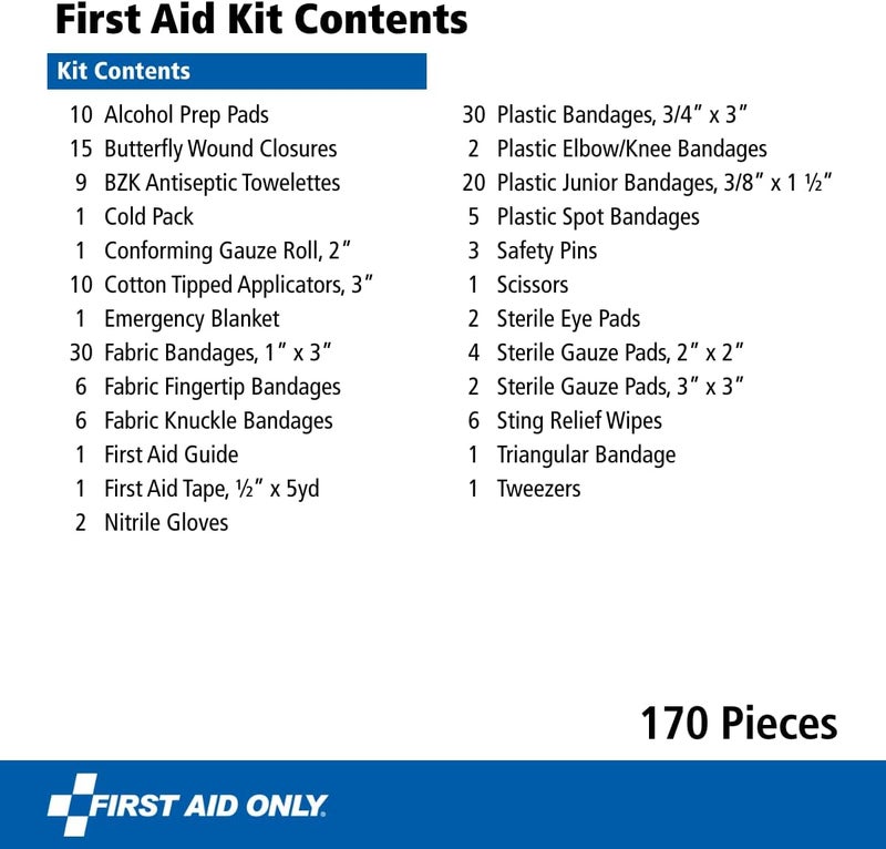 First Aid Only طقم الإسعافات الأولية الشامل للاستخدام المنزلي والسيارة والأنشطة الخارجية والسفر 91686 - Image 3