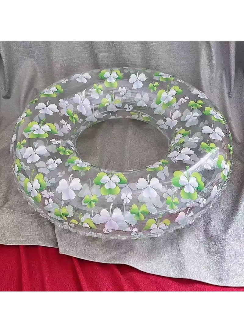 Goolsky INS Style Daisy & Lucky Clover Swim Ring – Transparent PVC Inflatable Pool Float, 90cm - Image 3
