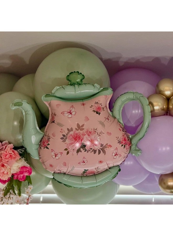GIHOO Teapot Balloon 4 Pieces 22inch Pink Green Teapot Mylar Foil Mylar Balloons for Lets Par-Tea Party Garden Tea Party Birthday Baby Shower Decoration - Image 5