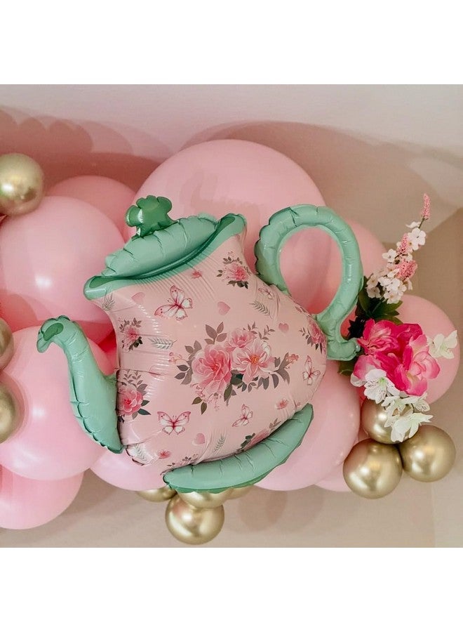 GIHOO Teapot Balloon 4 Pieces 22inch Pink Green Teapot Mylar Foil Mylar Balloons for Lets Par-Tea Party Garden Tea Party Birthday Baby Shower Decoration - Image 4