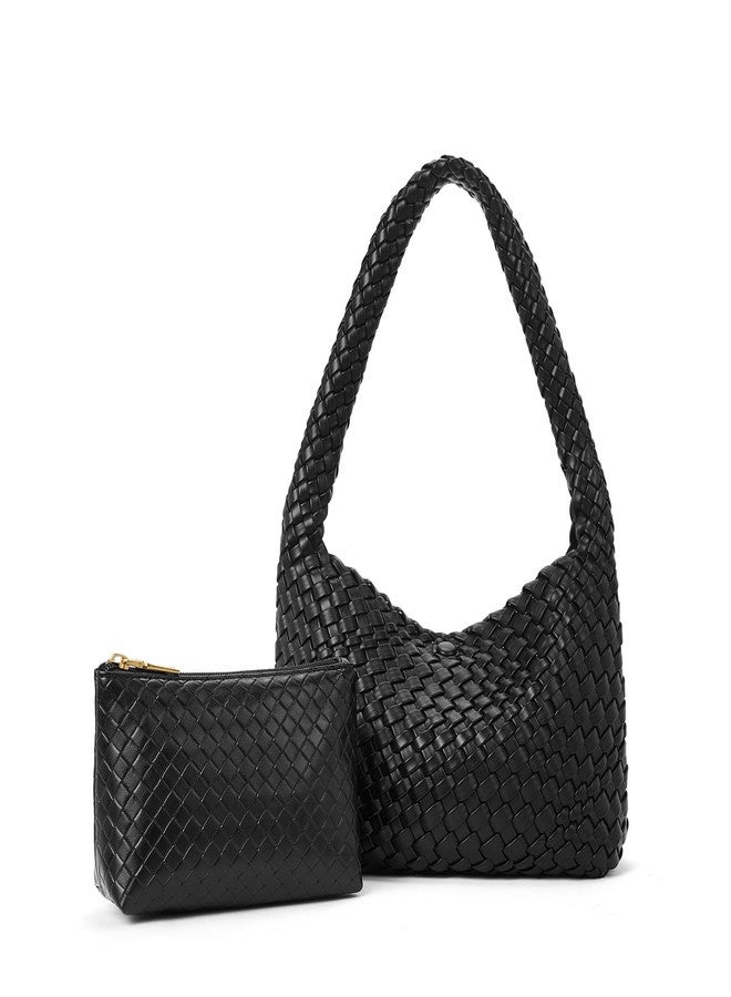 CLUCI Woven Shoulder Bag for Women Vegan Leather Purse Hobo Handbag 2PS - Image 1