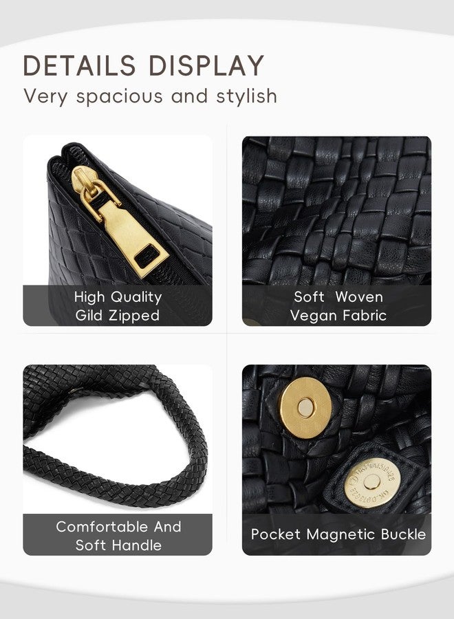 CLUCI Woven Shoulder Bag for Women Vegan Leather Purse Hobo Handbag 2PS - Image 5