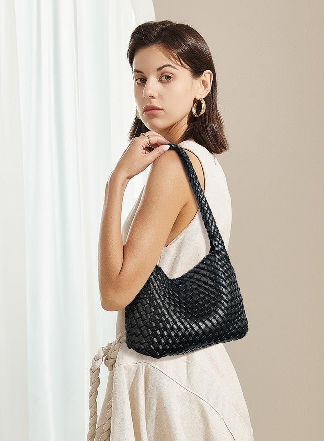 CLUCI Woven Shoulder Bag for Women Vegan Leather Purse Hobo Handbag 2PS - Image 2