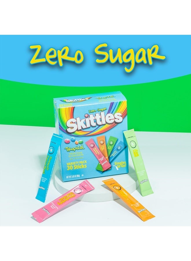 SINGLES TO GO! Skittles Singles To Go Tropical Variety Pack, Watertok Powdered Drink Mix, Includes 4 Flavors, Strawberry Starfruit, Mango Tangelo, Kiwi Lime, Pineapple Passionfruit, 1 Box (30 Servings) - Image 4