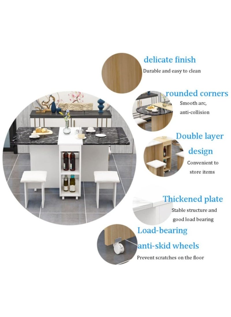Folding Dining Table,Dining Table, Removablefolding Dining Table, Dining Table Set For 4 Spacesaving Dining Table For Tight Spaces With 4 Chairshalfblack