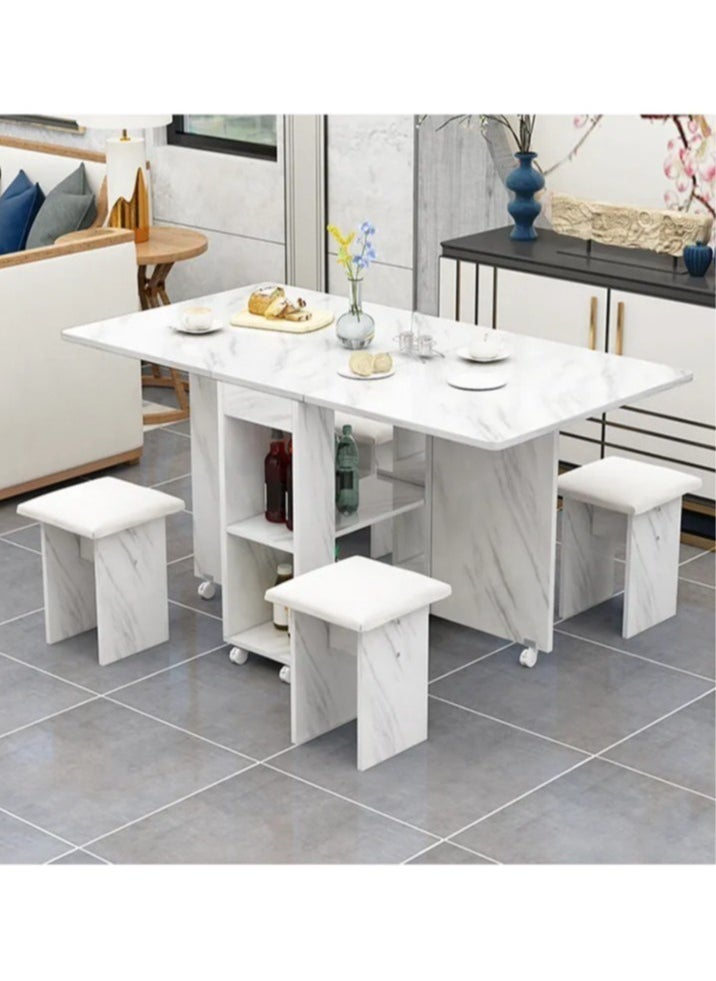 Folding Dining Table,Dining Table, Removablefolding Dining Table, Dining Table Set For 4 Spacesaving Dining Table For Tight Spaces With 4 Chairshalfblack