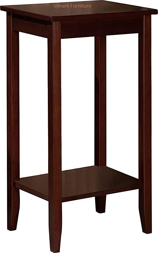 Umark Tall End Table | Long Table with Lower Self | Sheesham Wood Table for Home Decor | Natural Brown Finish - Image 1
