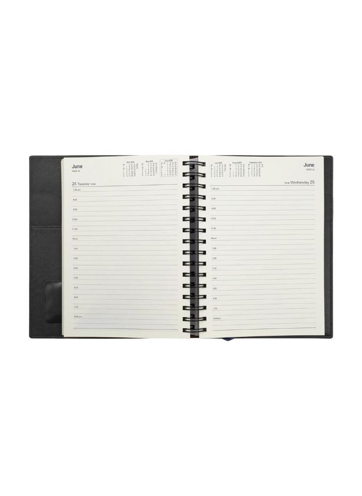Collins Collins Valour 2025 Planner - A5 Day to a Page Diary (with Appointments) - Black - (VAL251.99-25) - Professional Daily Planner with Duo-Textured PU Leather Covers  - Image 4