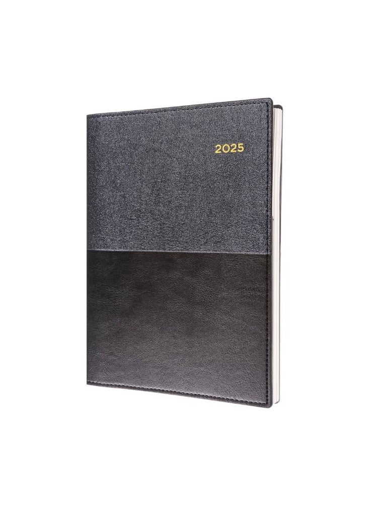 Collins Collins Valour 2025 Planner - A5 Day to a Page Diary (with Appointments) - Black - (VAL251.99-25) - Professional Daily Planner with Duo-Textured PU Leather Covers  - Image 1