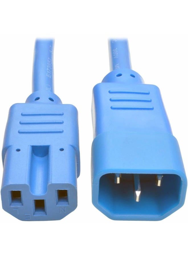 Tripp Lite Heavy Duty Computer Power Extension Cable PDU Cord 15A 14 AWG C14 to C15 Blue, 1.83 m (P018-006-ABL)