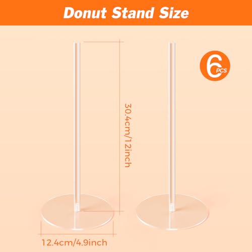 Dooiclear Donut Stand 6 Pack, Acrylic Bagel Stand, Clear Doughnut Holder, Donut Display Stand for Dessert Table, Bagel Display Tower for Birthday, Wedding, Baby Shower, Christmas, Party - Image 2