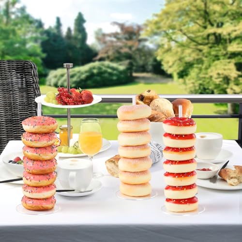 Dooiclear Donut Stand 6 Pack, Acrylic Bagel Stand, Clear Doughnut Holder, Donut Display Stand for Dessert Table, Bagel Display Tower for Birthday, Wedding, Baby Shower, Christmas, Party - Image 4