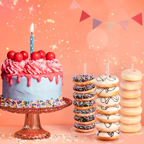 Dooiclear Donut Stand 6 Pack, Acrylic Bagel Stand, Clear Doughnut Holder, Donut Display Stand for Dessert Table, Bagel Display Tower for Birthday, Wedding, Baby Shower, Christmas, Party - Image 5