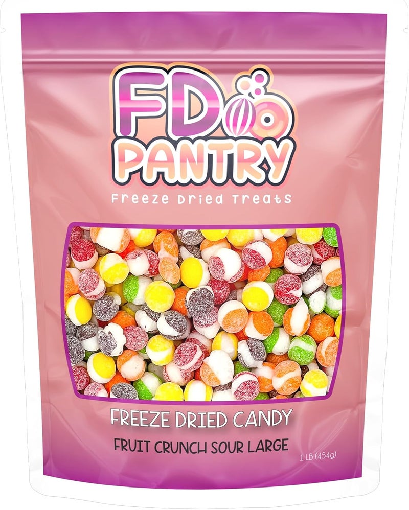 FD Pantry Fruit Crunch Sour Freeze Dried Candy Variety Pack - 16oz Assorted Sour Flavors in Resealable Pouch - Image 1