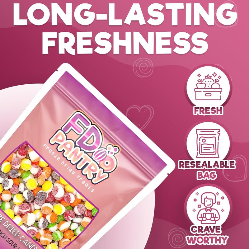 FD Pantry Fruit Crunch Sour Freeze Dried Candy Variety Pack - 16oz Assorted Sour Flavors in Resealable Pouch - Image 5