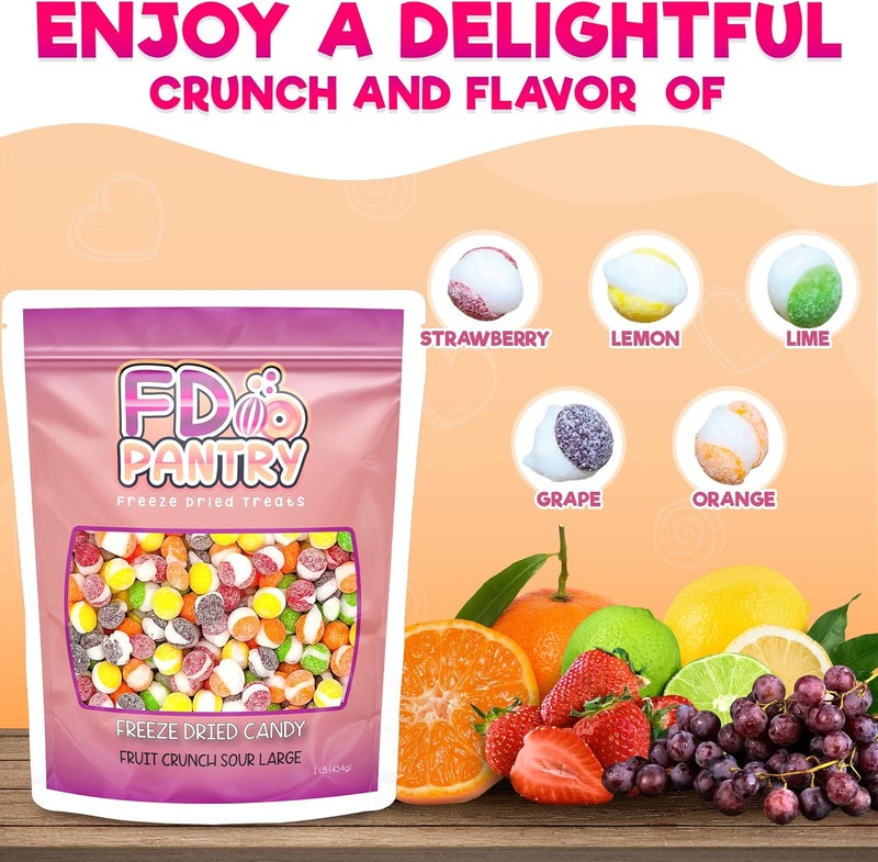 FD Pantry Fruit Crunch Sour Freeze Dried Candy Variety Pack - 16oz Assorted Sour Flavors in Resealable Pouch - Image 4