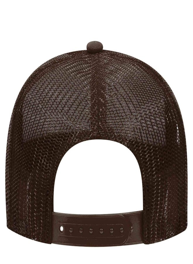 Otto Cap 5 Panel Mid Profile Mesh Back Trucker Hat Polyester Foam Front Brown - Image 3