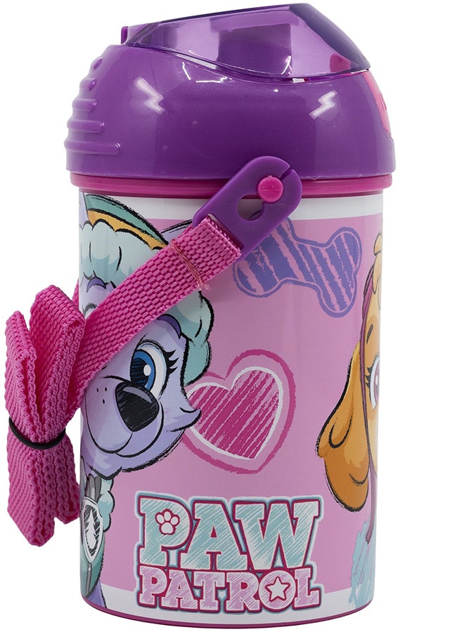 STOR PawPatrol Girls Pop-up Water Bottle Canteen for Kids 450ml - Image 1