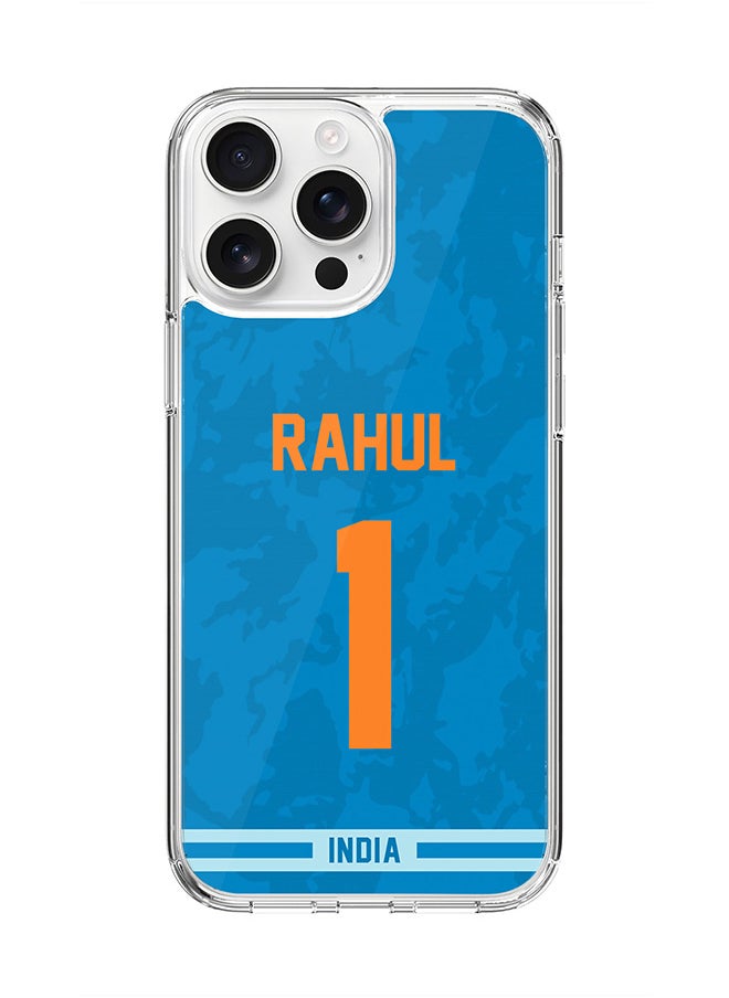 Stylizedd For iPhone 16 Pro Max Case [Compatible with MagSafe] Slim Magnetic cover Clear Phone Case - Team India KL Rahul, Jersey No 1  - Image 1