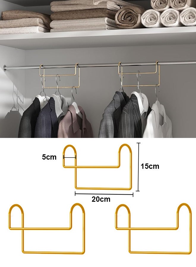 NOAEOU 3-Pack Space Saving Hangers, Clothes Hanger Holder for Sorting Clothes Storage, Hanger Stacker, Hanger Rack Closet Organizer Metal Hooks for Shirt Coat Pants Skirt, Hanger Stacker (Gold-20cm） - Image 1